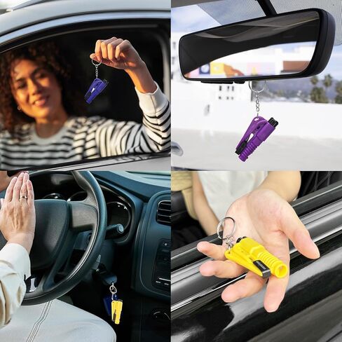 Lecart 16 PCS أدوات الهروب من السيارة مع حزام الأمان القاطع Wimdow Breaker Whistle Keychain 3 في 1 يجب أن يكون لدى أداة سلامة مركبة الطوارئ لمالك السيارة in Kuwait