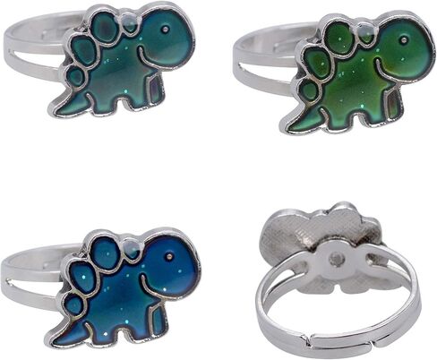 2 PCS Dinosaurs تغيير اللون خاتم الحلقات الحجم قابلة للتعديل الحلقات المزاجية للبنات النساء الفتيان in Kuwait