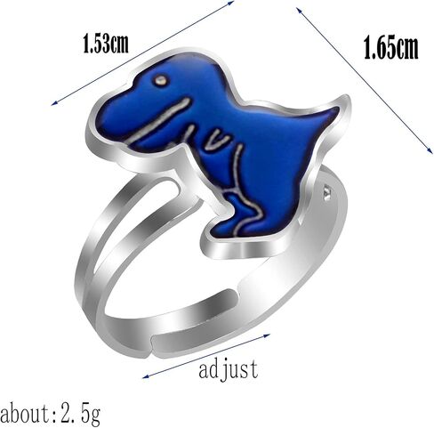 2 PCS Dinosaurs تغيير اللون خاتم الحلقات الحجم قابلة للتعديل الحلقات المزاجية للبنات النساء الفتيان in Kuwait