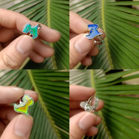 2 PCS Dinosaurs تغيير اللون خاتم الحلقات الحجم قابلة للتعديل الحلقات المزاجية للبنات النساء الفتيان in Kuwait