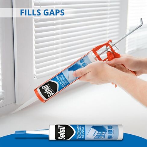 مانع تسرب السيليكون الأبيض من سيلسيل - سدادة السيليكون للملء والربط، مانع تسرب سيليكون مقاوم للماء للاستخدام الصناعي، لاصق قوي، مرونة كبيرة، خالي من المذيبات، 10.5 أونصة سائلة. (310 مل) خرطوشة، 1 قطعة in Kuwait