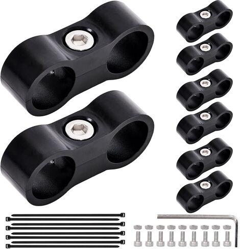 Jikvmi 4 PCS Hose Separator Clamp, Fuel Line Mounting Clamp, fit for Fuel Line, Oil Line, Brake Line, Water Pipe and Gas Line, ABS+PC,Black (4, AN6) in Kuwait