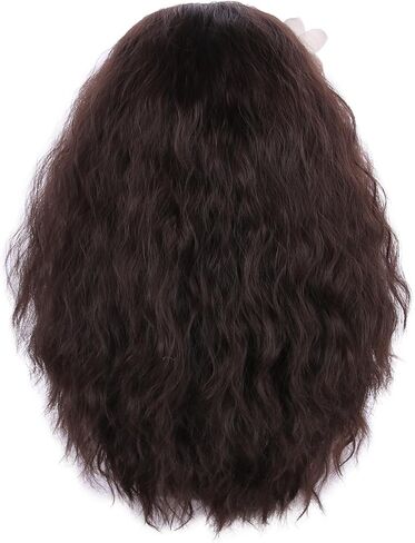 Long Brown Wigs for Kids Girls Dark Brown Curly Wavy Wigs Child Costume Wig with Flower Halloween Wig in Saudi Arabia