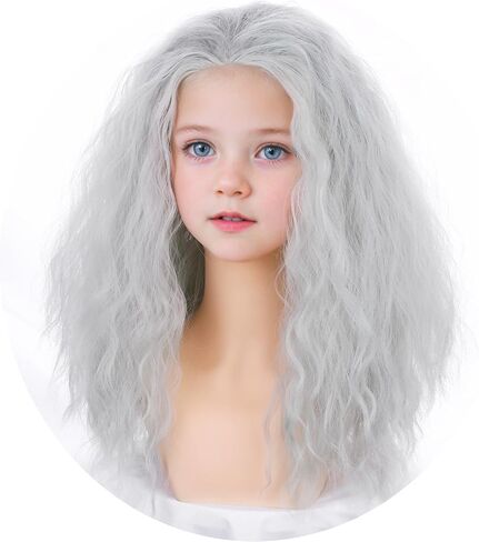 Long Brown Wigs for Kids Girls Dark Brown Curly Wavy Wigs Child Costume Wig with Flower Halloween Wig in Saudi Arabia