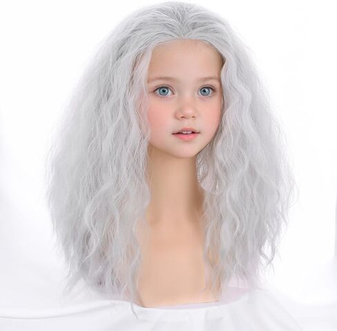 Long Brown Wigs for Kids Girls Dark Brown Curly Wavy Wigs Child Costume Wig with Flower Halloween Wig in Saudi Arabia