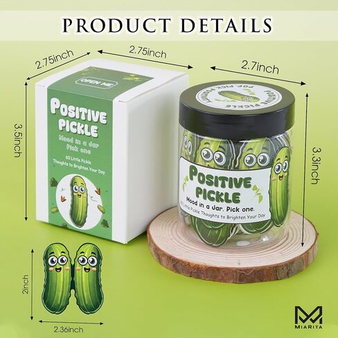 Emotional Support Pickle Jar, 60 Positive Affirmation Cards in Jar, Self Care Gift, Inspirational Gifts for Women, Unique Birthday Gifts for Women, Teen Girl Gifts Trendy Stuff in Kuwait