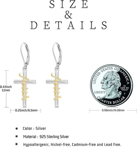 Midir&Etain Cross Earrings 925 Sterling Silver Gold Black Christian Faith Dangle Earrings Christian Religious Jewelry Christmas Gift for Women in Saudi Arabia