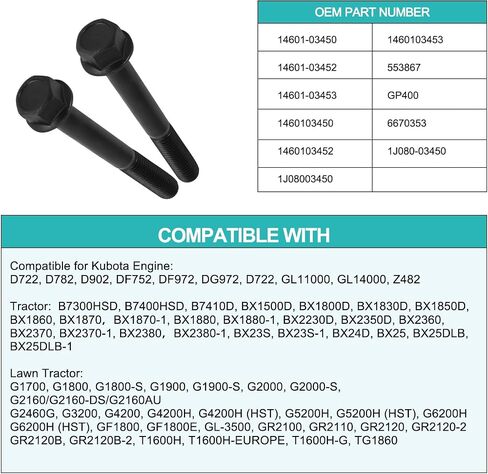14pcs أسطوانة رأس الترباس D722 لمحرك Kubota D662 D782 D902 DF752 DF972 DG972 GL11000 GL14000 Z482 1460103450 1460103452 1460103453 1J080-03450 in Saudi Arabia
