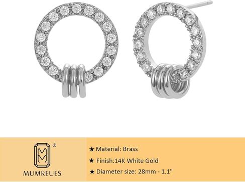 أقراط ذهبية للنساء العصرية 14K الذهب مطلي بالزركونيا Zirconia stud أقراط صغيرة لذيذ الهدايا الجولة الجولة المجوهرات لها in Kuwait