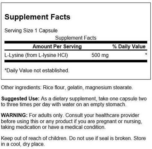نموذج Swanson Free L -Lysine - المكمل الطبيعي الذي يعزز دعم الإجهاد وصحة الجهاز العصبي - قد يعزز الاسترخاء - (300 كبسولة ، 500 ملغ لكل منهما) in Saudi Arabia