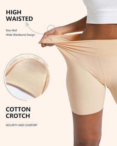 Slip Shorts for Under Dresses Women, Cooling Anti Chafing Seamless Mid Thigh Under Skirt Smooth Boyshorts Panties in Kuwait