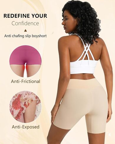 Slip Shorts for Under Dresses Women, Cooling Anti Chafing Seamless Mid Thigh Under Skirt Smooth Boyshorts Panties in Kuwait
