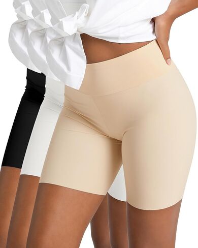 Slip Shorts for Under Dresses Women, Cooling Anti Chafing Seamless Mid Thigh Under Skirt Smooth Boyshorts Panties in Kuwait