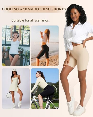 Slip Shorts for Under Dresses Women, Cooling Anti Chafing Seamless Mid Thigh Under Skirt Smooth Boyshorts Panties in Kuwait