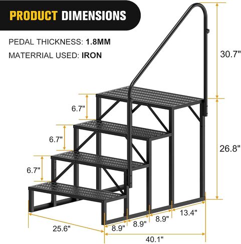 Nilight RV Steps with Handrail, 2 Steps Hot Tub Steps Outdoor RV Stairs Step Portable Mobile Motor Home Stairs for Camper Travel Trailers Dock Entry Steps 5th Wheel RV Porch with Anti-Slip Handrail in Saudi Arabia