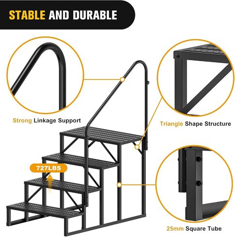Nilight RV Steps with Handrail, 2 Steps Hot Tub Steps Outdoor RV Stairs Step Portable Mobile Motor Home Stairs for Camper Travel Trailers Dock Entry Steps 5th Wheel RV Porch with Anti-Slip Handrail in Saudi Arabia