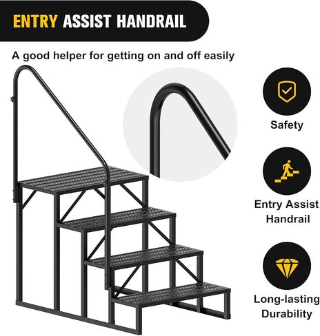 Nilight RV Steps with Handrail, 2 Steps Hot Tub Steps Outdoor RV Stairs Step Portable Mobile Motor Home Stairs for Camper Travel Trailers Dock Entry Steps 5th Wheel RV Porch with Anti-Slip Handrail in Saudi Arabia