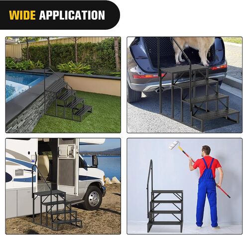 Nilight RV Steps with Handrail, 2 Steps Hot Tub Steps Outdoor RV Stairs Step Portable Mobile Motor Home Stairs for Camper Travel Trailers Dock Entry Steps 5th Wheel RV Porch with Anti-Slip Handrail in Saudi Arabia