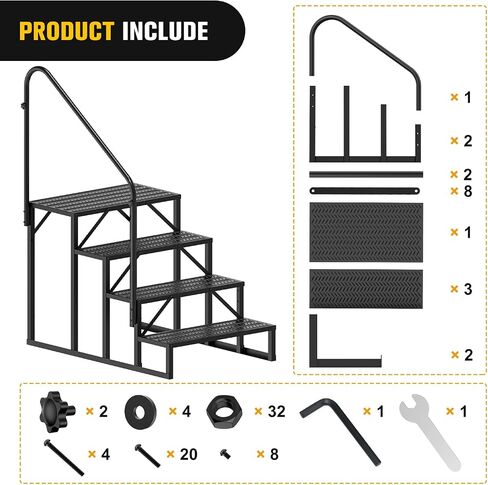 Nilight RV Steps with Handrail, 2 Steps Hot Tub Steps Outdoor RV Stairs Step Portable Mobile Motor Home Stairs for Camper Travel Trailers Dock Entry Steps 5th Wheel RV Porch with Anti-Slip Handrail in Saudi Arabia