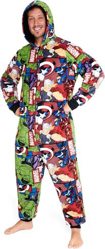 Marvel One Piece Pajamas Fleece Jumpsuit Lounge Wear Iron Man Hulk Groot Sleepwear Gifts for Men in Saudi Arabia