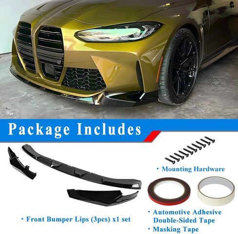 سبويلر الشفة الأمامية متوافق مع الشفة الأمامية BMW M3 G80 G81 2020-2024، الشفة الأمامية M4 G82 G83، نوع MP من ألياف الكربون الغمس المائي in Kuwait