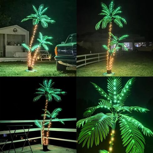 7ft Solar Tree Flight Tree ، Decor Room Decor 260led Christmas Tree ، 3 جذوع أشجار نخيل اصطناعية للفناء الخارجي ، والزخارف الداخلية ، والحديقة الخارجية ، وحمام سباحة in Kuwait