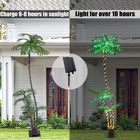 7ft Solar Tree Flight Tree ، Decor Room Decor 260led Christmas Tree ، 3 جذوع أشجار نخيل اصطناعية للفناء الخارجي ، والزخارف الداخلية ، والحديقة الخارجية ، وحمام سباحة in Kuwait