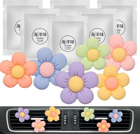 Cute Pink Car Decor Accessories for Women Teens, 6pcs Car Scent Air Fresheners Vent Clips, Girly Daisy Flower Decorations Interior Aesthetic Things Car Perfume Stuff Mothers Day Gifts for Her Mom Girl in Saudi Arabia