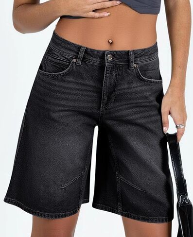 Cicy Bell Womens Summer Wide Leg Denim Shorts Casual Loose Mid Rise Jorts Bermuda Knee Length Jeans Shorts in Saudi Arabia