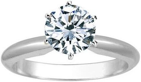 Near 1 Carat Carat Round Cut Diamond Solitaire Engagement Ring 18K White Gold 6 Prong (J, VS1-VS2, 0.85 c.t.w) Ideal Cut in Kuwait