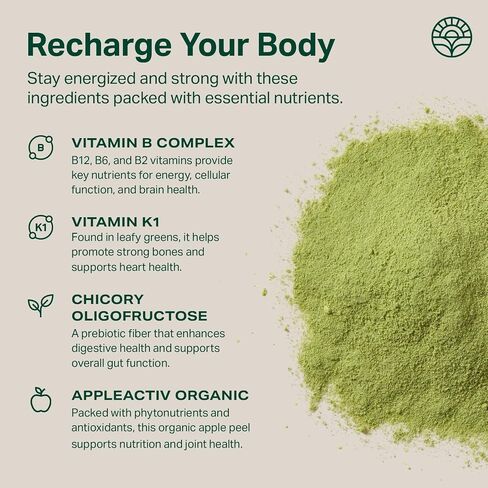 Proper, The Greens Daily Boost Organic Greens Powder. Whole Food, Apple Flavor Veggie Powder Superfood with Wheatgrass, Spirulina, Chlorella, Probiotics. Daily Drink Mix for Wellness and Digestion in Saudi Arabia