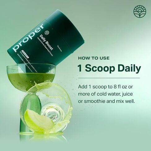 Proper, The Greens Daily Boost Organic Greens Powder. Whole Food, Apple Flavor Veggie Powder Superfood with Wheatgrass, Spirulina, Chlorella, Probiotics. Daily Drink Mix for Wellness and Digestion in Saudi Arabia