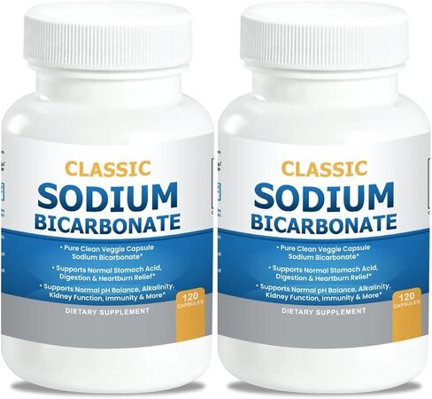 Classic Sodium Bicarbonate 650mg Natural Organic Use Sodium Bicarbonate Powder Pills Sodium Bicarbonate Tablets (caps) Stomach Acid Alkalinity 120caps in Saudi Arabia