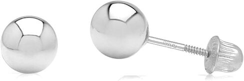 14k White Gold Ball Stud Earrings with Secure and Comfortable Screw Backs in Saudi Arabia