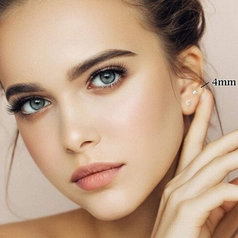 14k White Gold Ball Stud Earrings with Secure and Comfortable Screw Backs in Saudi Arabia