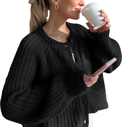 سترات الكارشيه كارديجان للنساء قمم مكتنزة مكتنزة طاقم الأكمام طويلة الأكمام أسفل السترات المفتوحة معطفًا أماميًا in Kuwait