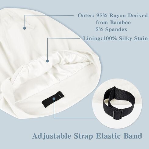 Fittia Satin Hair Bonnet for Sleeping, Silky No Frizzy for Curls Care, Adjustable Strap for Non-Slip, Dreadlocks Cap for Women&Men in Saudi Arabia