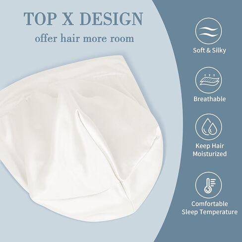 Fittia Satin Hair Bonnet for Sleeping, Silky No Frizzy for Curls Care, Adjustable Strap for Non-Slip, Dreadlocks Cap for Women&Men in Saudi Arabia