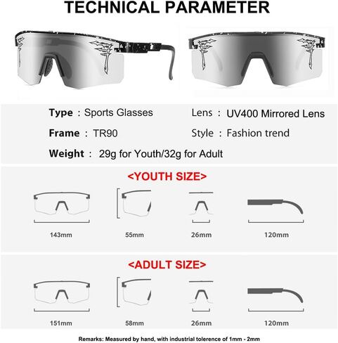 Two Sizes Baseball Sunglasses For Adults and Youth Boys Girls Kids UV400 Men Women Outdoor Sports Sun Glasses in Saudi Arabia