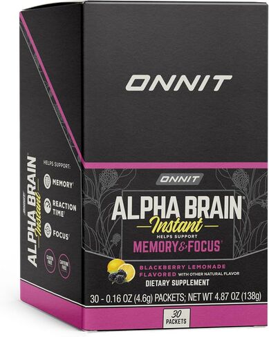 ONNIT Alpha Brain Instant - Pineapple Punch Flavor - Nootropic Brain Booster Memory Supplement - Brain Support for Focus, Energy & Clarity - Alpha GPC Choline, Cats Claw, L-Theanine, Bacopa - 30ct in Saudi Arabia