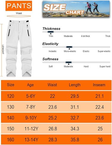 Kids Hiking Pants Waterproof Quick Dry Boys Camping Cargo Pant Lightweight Softshell Uniform Pants for Kid Girls in Kuwait