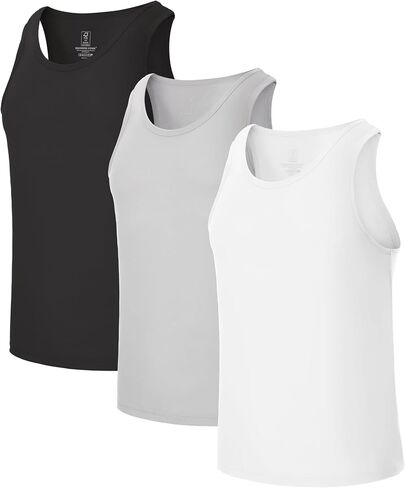 BAMBOO COOL Men's Tank Top Undershirts Moisture Wicking Breathable, Fitted Ruglar Fit T Shirts for Men 3 Pack in Saudi Arabia