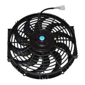 A -Team Performance - 170071 12 "Radiator Electric Cooling Car Mansmission - Pooler Hight Duty 10 Curved - PLADES 12V 1400 CFM دفع أو سحب مع طقم التثبيت الأسود 12 بوصة