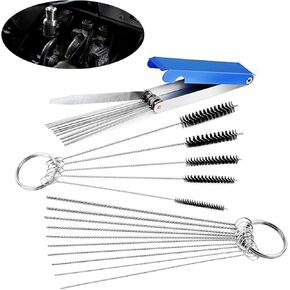 1 Pack 3 Set Premium Jet Cleaning Brushes, Carburetors Carbon Dirt Jet Remove Cleaner, Carb Carburetor Cleaners 13 Cleaning Wires Set, 10 Cleaning Needles Fits For Most Motorcycle Atv Car