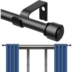2 Pack Curtain Rods 66-120 Inch, 126-inch Rod, Adjustable Length Heavy Duty Modern Finials Diameter 7/8 inch,10 ft, Black