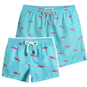maamgic Dad and Son Matching Swim Trunks Quick Dry Father and Son Gifts Board Shorts with Mesh Lining Swim Suits Swimming Trunks (Size Large & Size 5-6 Years)