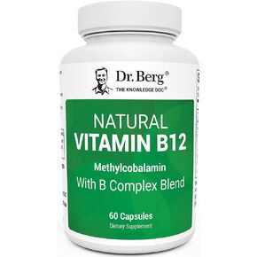 Dr. Berg Natural Vitamin B12 1000 mcg with B Complex Blend - Methylcobalamin B12 for Energy, Nerve Health, and Cognitive Function* - Methylated B12 with Folate - 60 Capsules (2-Month Supply)