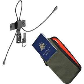 Zip Travel Wallet and HUB USB Lanyard - RFID Passport Holder - Self Locking Zipper - Tear Resistant Material, 60W USB C Charger Cable with Magnetic Clip 3 - ft, Type C USB Cable for iPhone 15 & 16