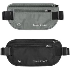 travel inspira Slim Anti-Theft RFID Blocking Travel Money Belt & Passport Holder - Concealed Under Clothes