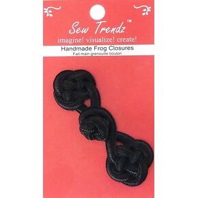 Chinese Frogs Button Closures Hook & Eye Fastener - Sewing Quilting Renaissance Dance Hawaiian Bridal Costumes Outfit Drapery home decor-Black-Round Cord Pessimentry - 1 Pair/pk. - #FG4753